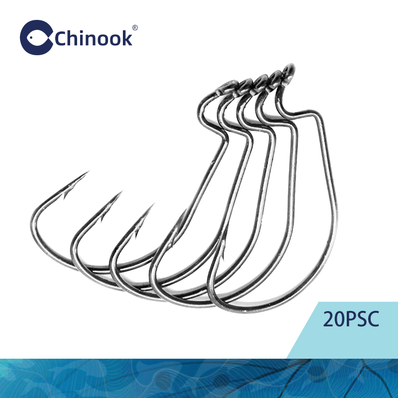 Chinook 20pcs Wide worm Texan  - Fishing Hook Barbless review and price